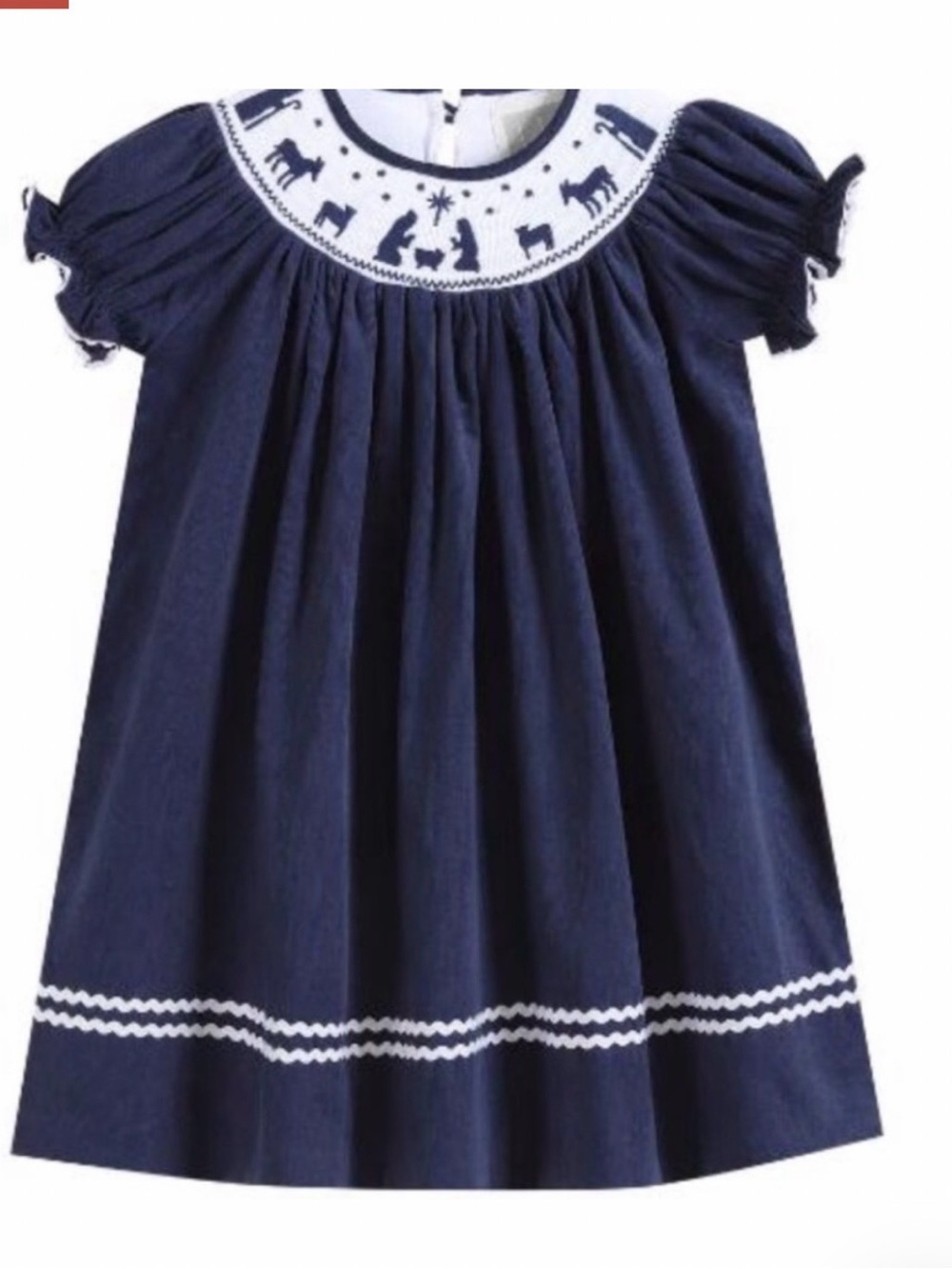 Lil Cactus Smocked Navy Nativity Scene Dress SZ 6
